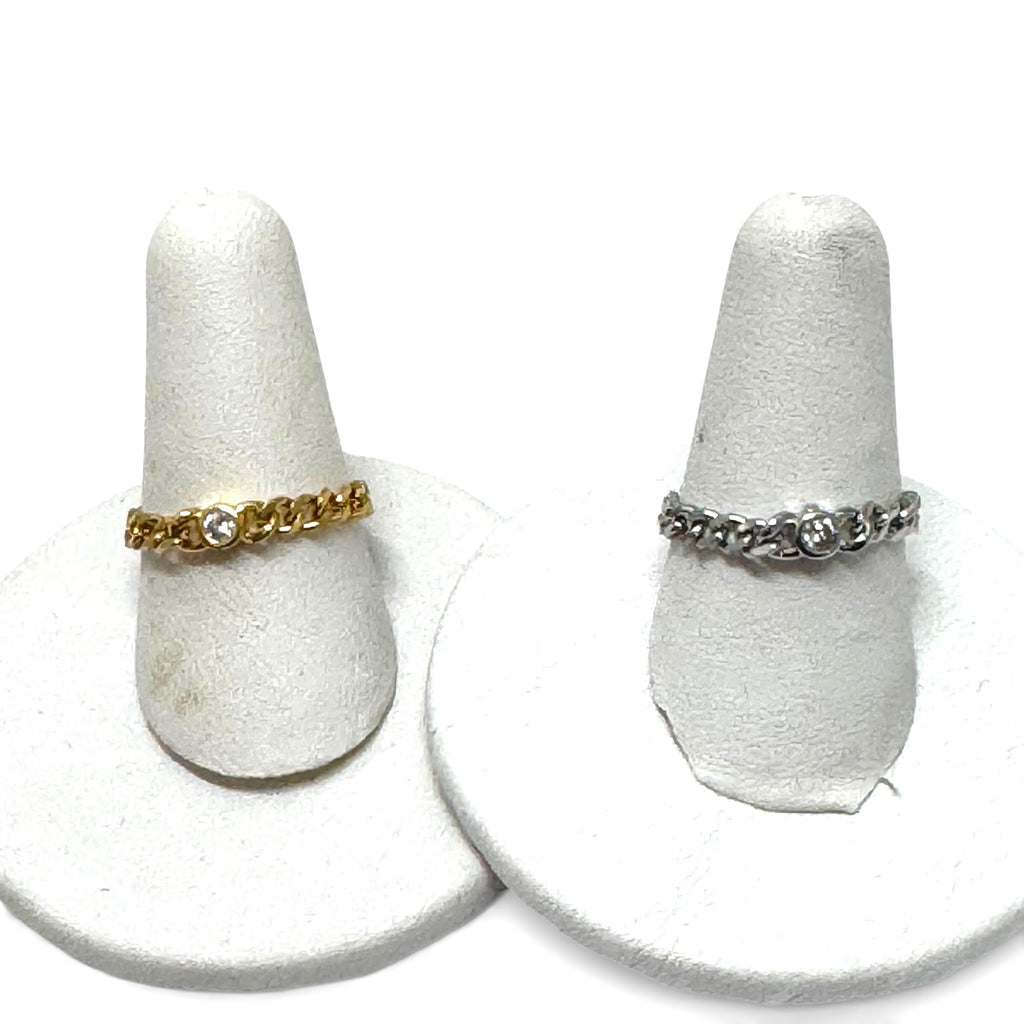 Curb Chain Ring with CZ