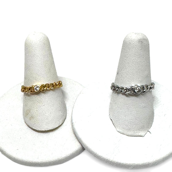 Curb Chain Ring with CZ