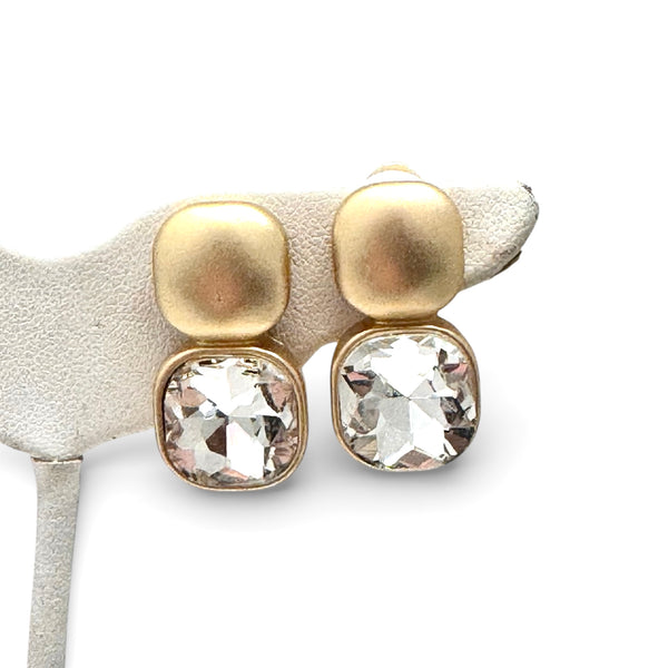 Crystal and Square Clip-On Earrings