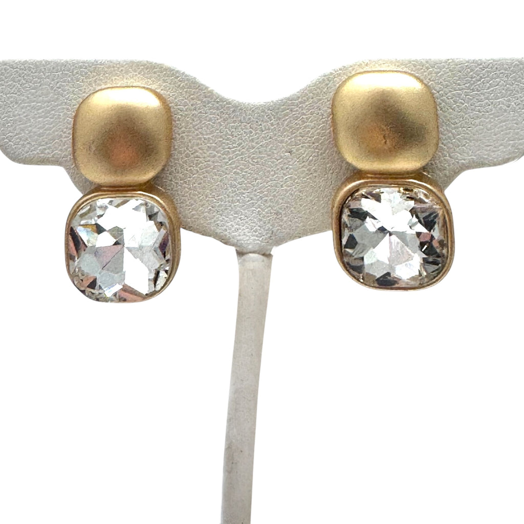 Crystal and Square Clip-On Earrings