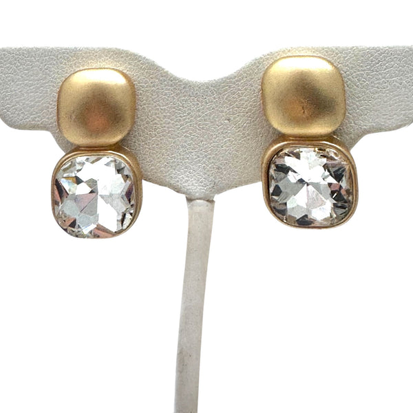 Crystal and Square Clip-On Earrings