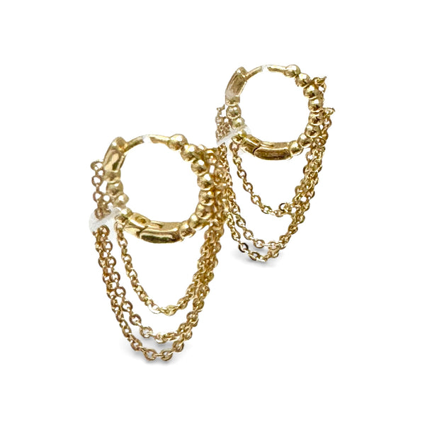 Gold Dipped Layered Chain Huggies