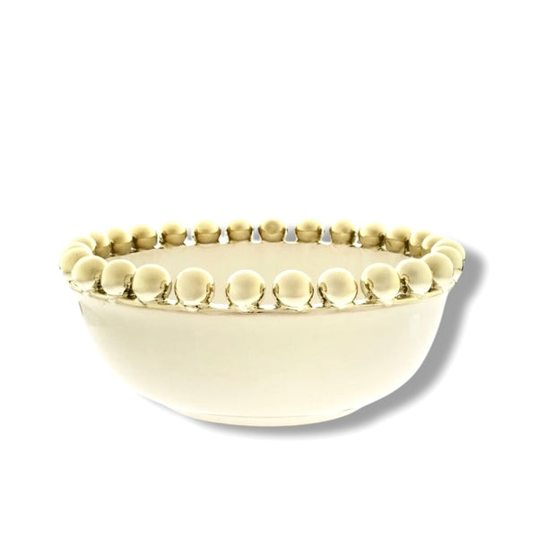 Stoneware Serving Bowl With Gold Balls