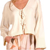 Off White Cardigan With Tie Front