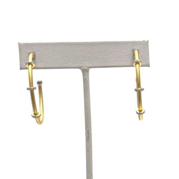 Matte Gold or Silver Hoops with 3 Clear Rondelles