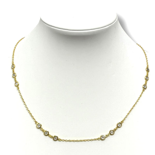 Clusters of 3 CZ Bezels Diamond by the Yard Necklace