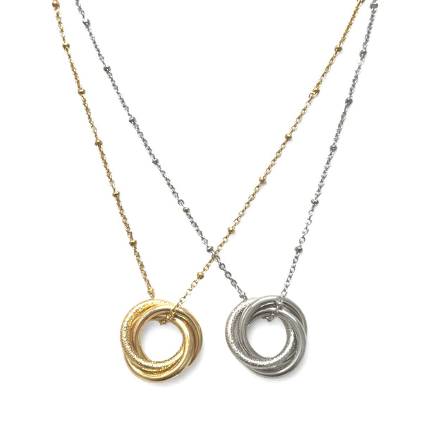 14Kt Gold Dipped Three Ring Necklace