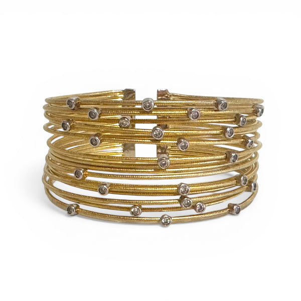 Be-Je Gold Soft Bangle Bracelet with 18 Rows and CZ’s