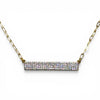 Gold Paperclip Chain Necklace with Long Pave Bar