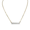 Gold Paperclip Chain Necklace with Long Pave Bar