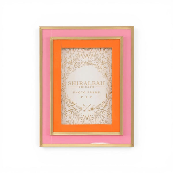 Viva 4" x 6” Pink and Orange Layered Picture Frame