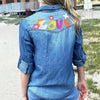 Peace & Love Embroidered Denim Shirt
