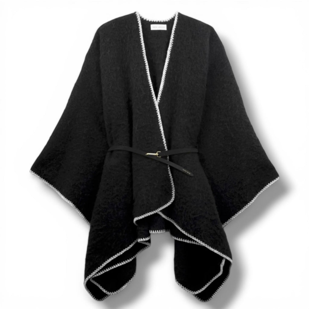 Whipstitch Blanket Cape with Belt