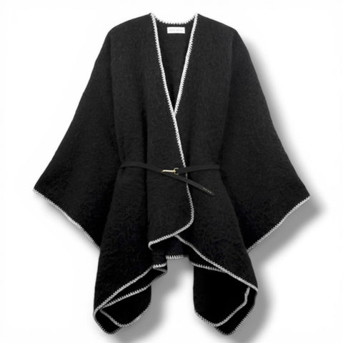 Whipstitch Blanket Cape with Belt
