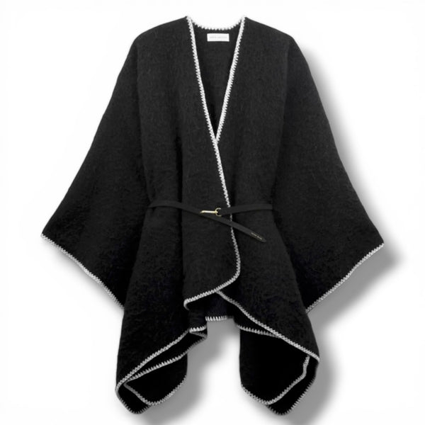 Whipstitch Blanket Cape with Belt