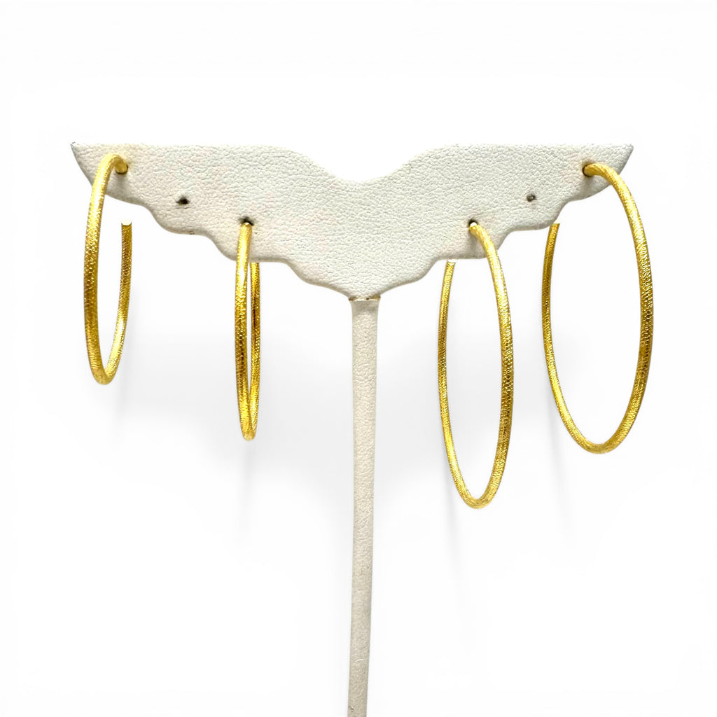Stunning Brushed Gold Everyday Hoops 1.25” and 2”