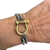 Gold Horse Bit Bracelet with Wheat Chain