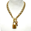 Double Chain LV  Repurposed Padlock Serial #300 Necklace