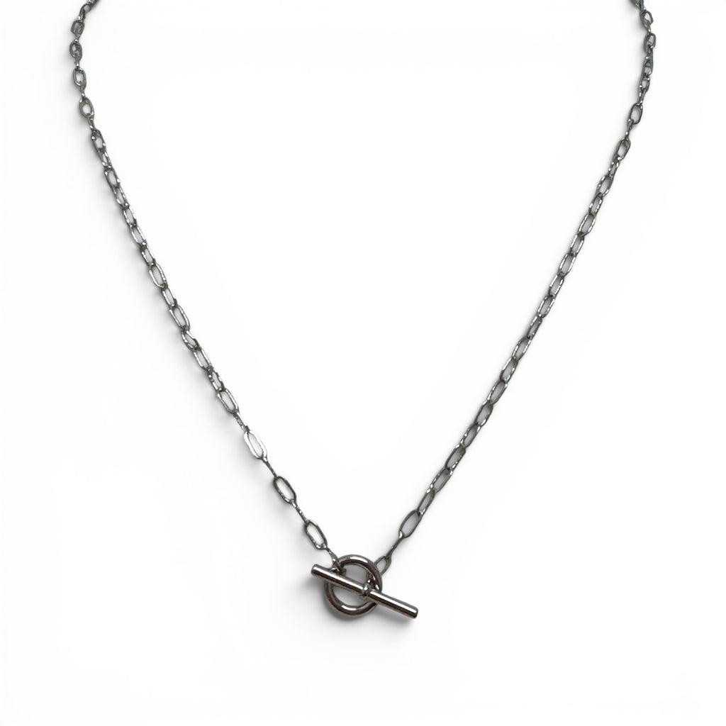 16" Small Paperclip Toggle Necklace