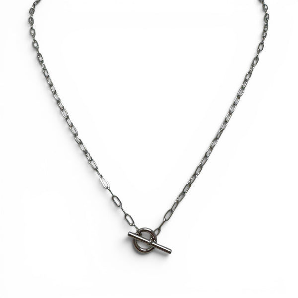 16" Small Paperclip Toggle Necklace