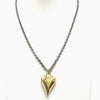Gold Puffy Heart Necklace/Silver Chain