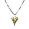 Gold Puffy Heart Necklace/Silver Chain