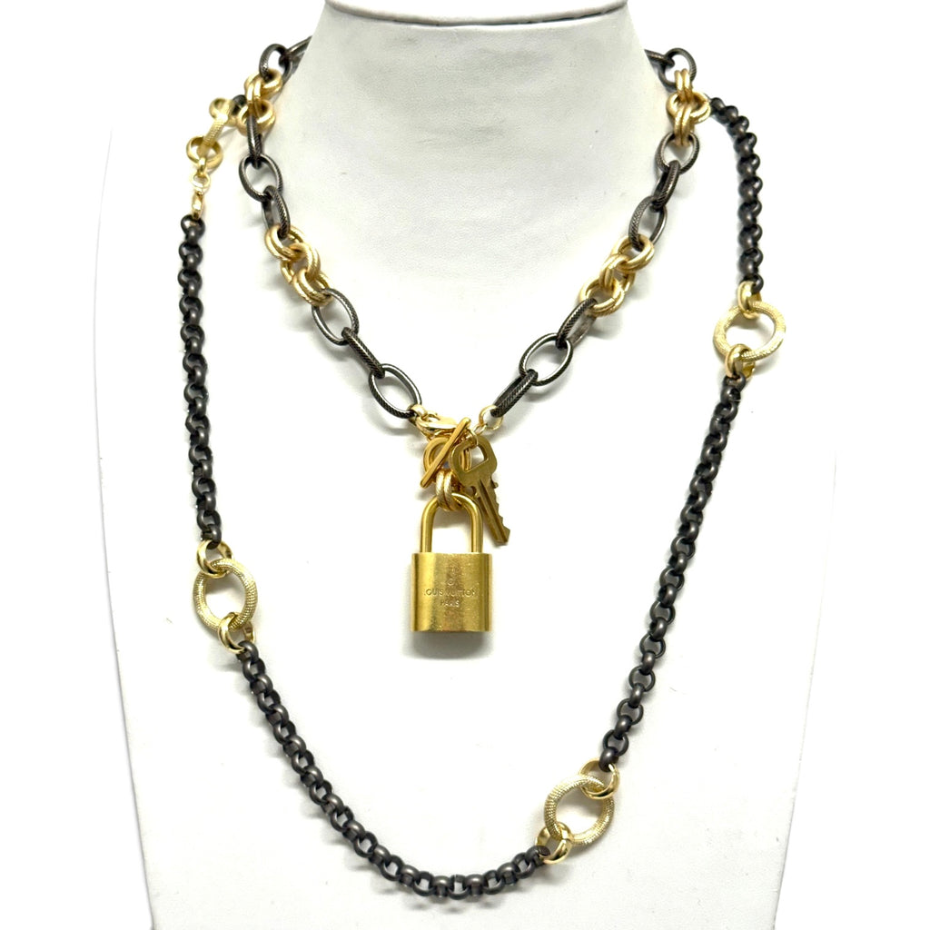 32" Two-Tone Elegant Mixed Metal Necklace by Phillip Hefner