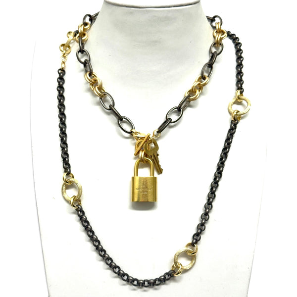 32" Two-Tone Elegant Mixed Metal Necklace by Phillip Hefner