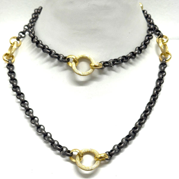 32" Two-Tone Elegant Mixed Metal Necklace by Phillip Hefner