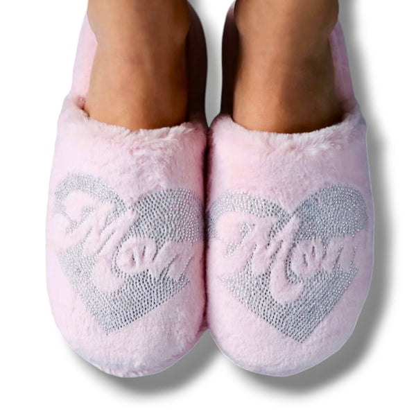 “MOM” Crystal Heart Slippers