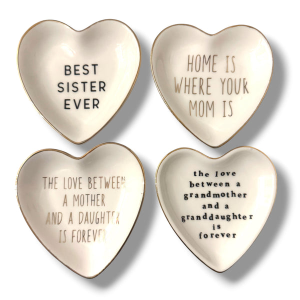 Ceramic Heart Mother, Sister, Grandmother Trinket Dish