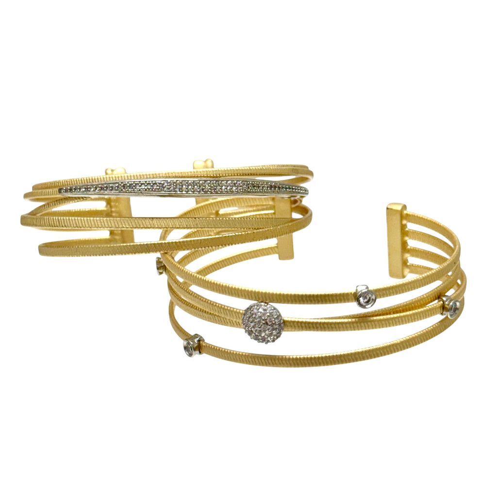 Multi Strand CZ Design Bangle Bracelet