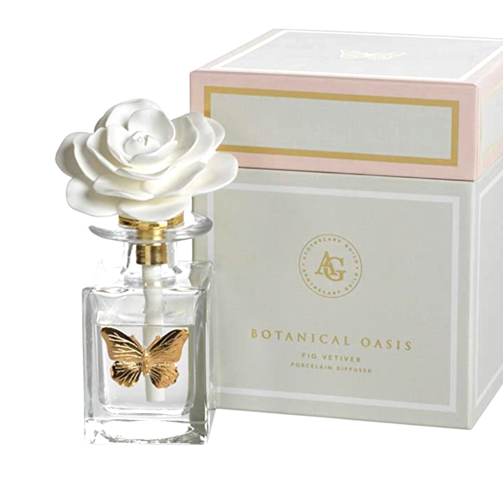Botanical Oasis Fig Vetiver Porcelain Butterfly & Flower Diffuser