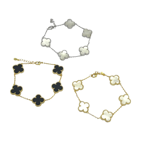 Five-Station Mother of Pearl Clover Bracelet