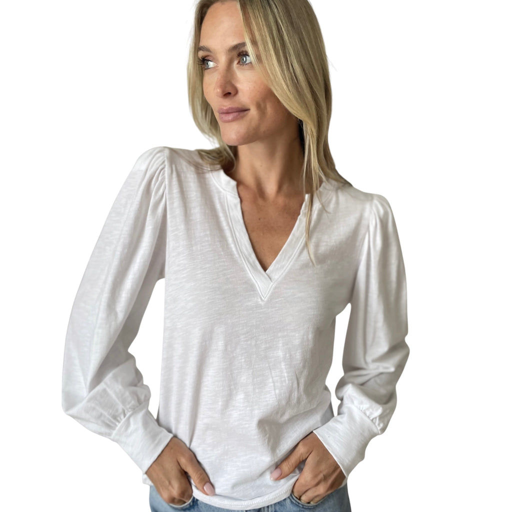 Kira Puff Sleeve V Neck Tee