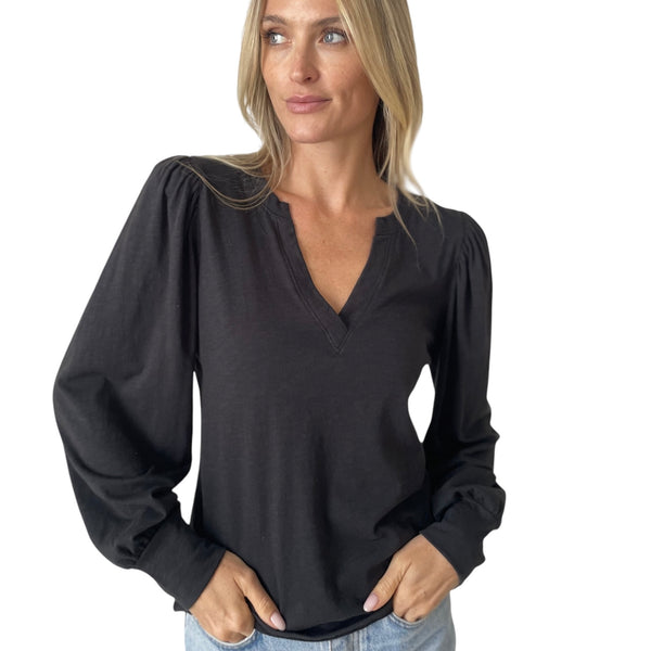 Kira Puff Sleeve V Neck Tee