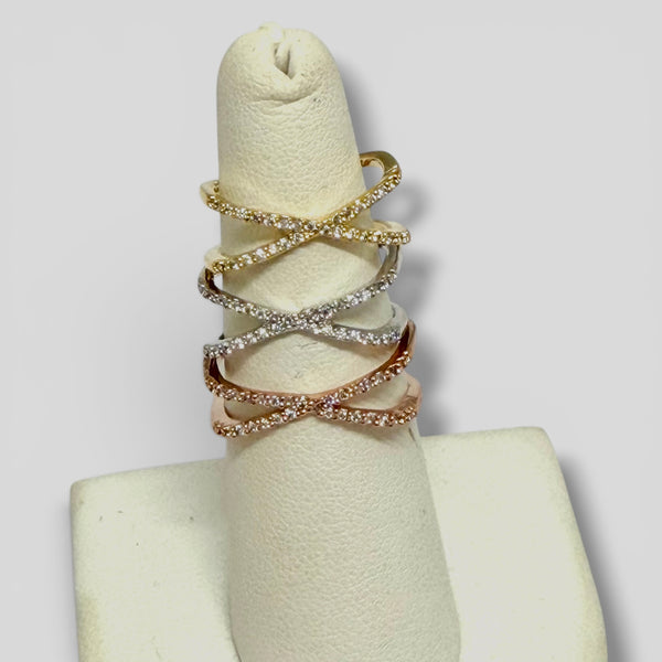 Adjustable Pave X Ring