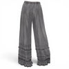 Boho Tiered Wide Leg Denim Palazzo Pants (Blue or Grey)