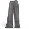 Boho Tiered Wide Leg Denim Palazzo Pants (Blue or Grey)