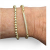 Gold 4mm Beaded Pave Bar Stretch Bracelet