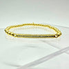 Gold 4mm Beaded Pave Bar Stretch Bracelet