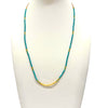 Adjustable 2mm Aqua and Gold Seed Bead Necklace or Bracelet From Greece