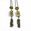 Mahjong Tile Tassel Necklace with Real Tile