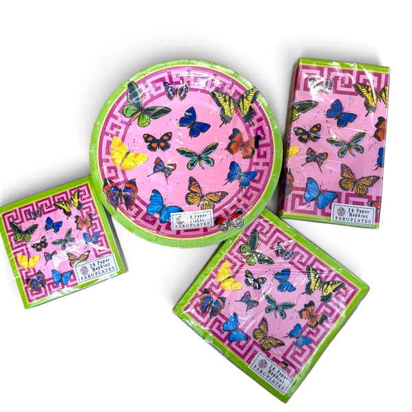 24 Piece Butterfly Plates and Napkins Sets