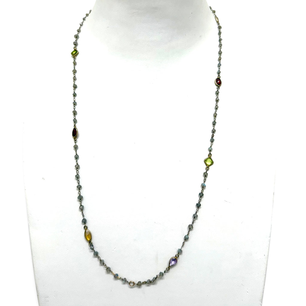 Stunning Laboradite Gem Wire Wrap Necklace