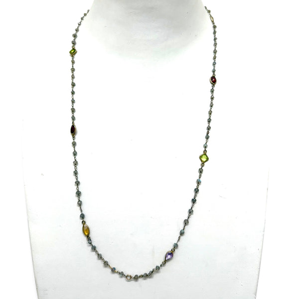 Stunning Laboradite Gem Wire Wrap Necklace