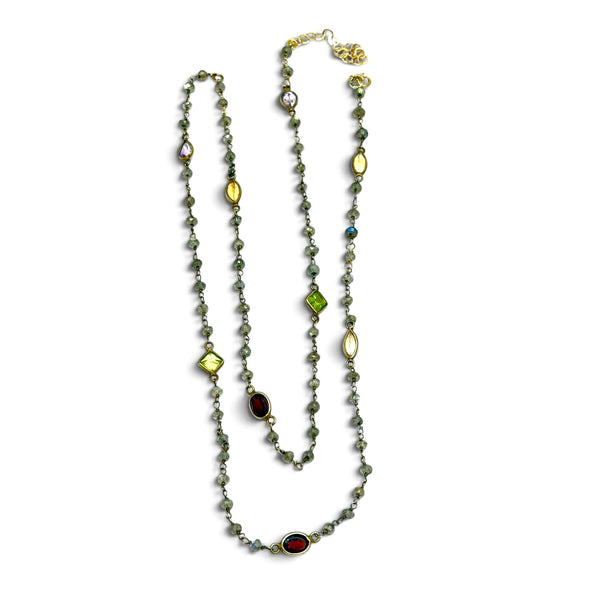 Stunning Laboradite Gem Wire Wrap Necklace