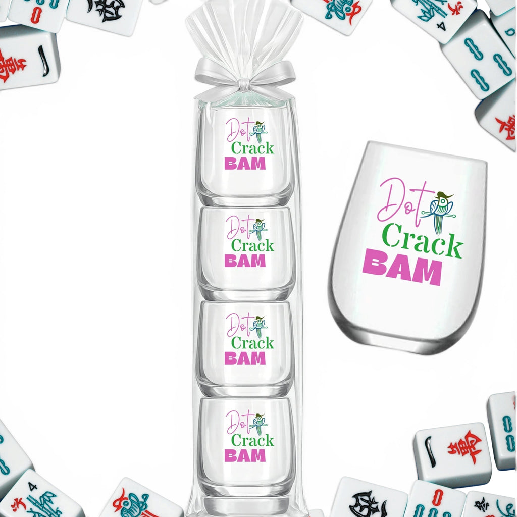 Mahjong Themed Stemless Acrylic Wine/Beverage Glasses