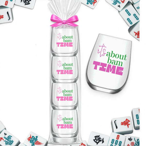 Mahjong Themed Stemless Acrylic Wine/Beverage Glasses