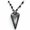 Black Wire Wrap Crystal Clear Heart Charm Necklace